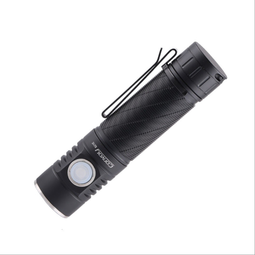Black Convoy S21E flashlight with brand logo on a white background