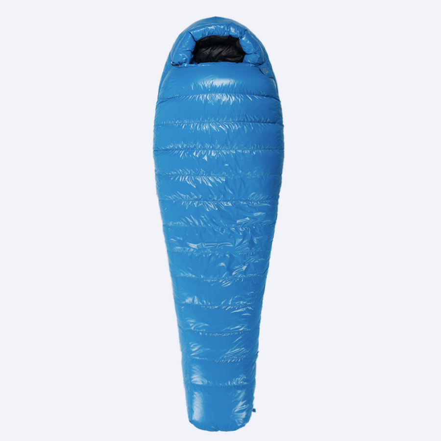 Blue sleeping bag on a white background