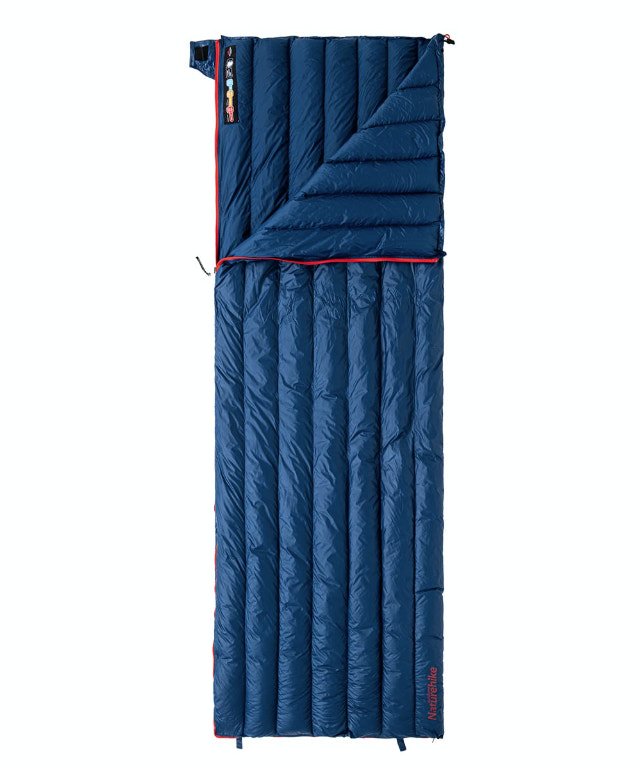 Blue sleeping bag on a white background