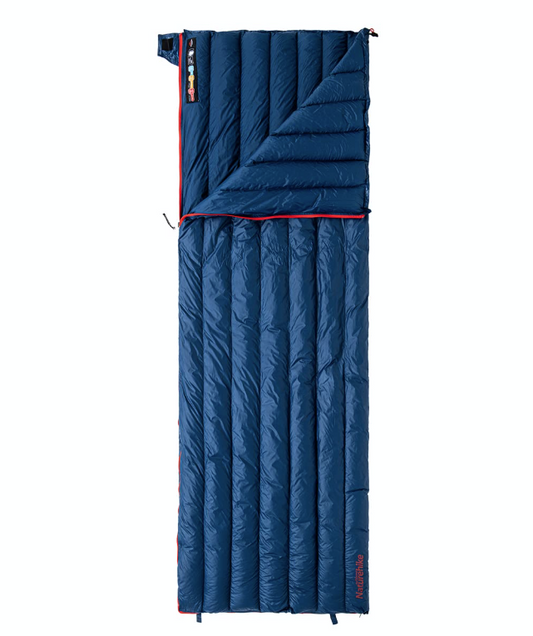 Blue sleeping bag on a white background