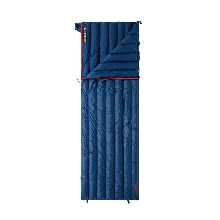 Blue sleeping bag on a white background
