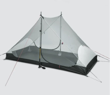 Lightweight camping tent inner with mesh side on a white background