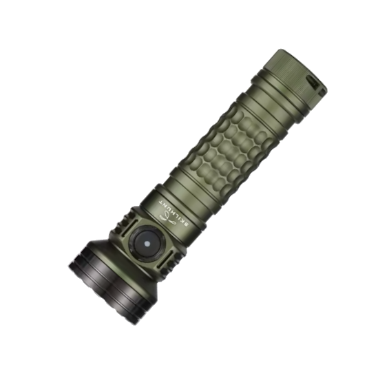 Green flashlight on a white background