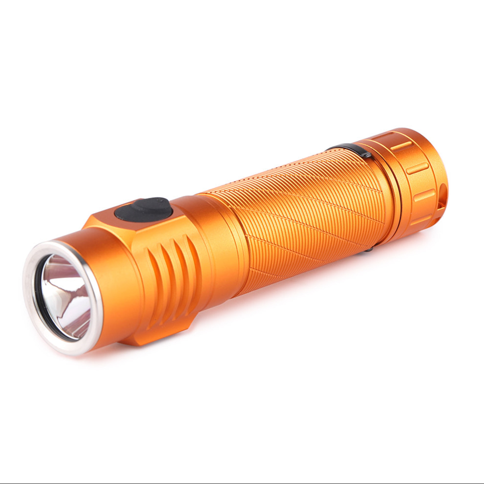 Orange flashlight on a white background