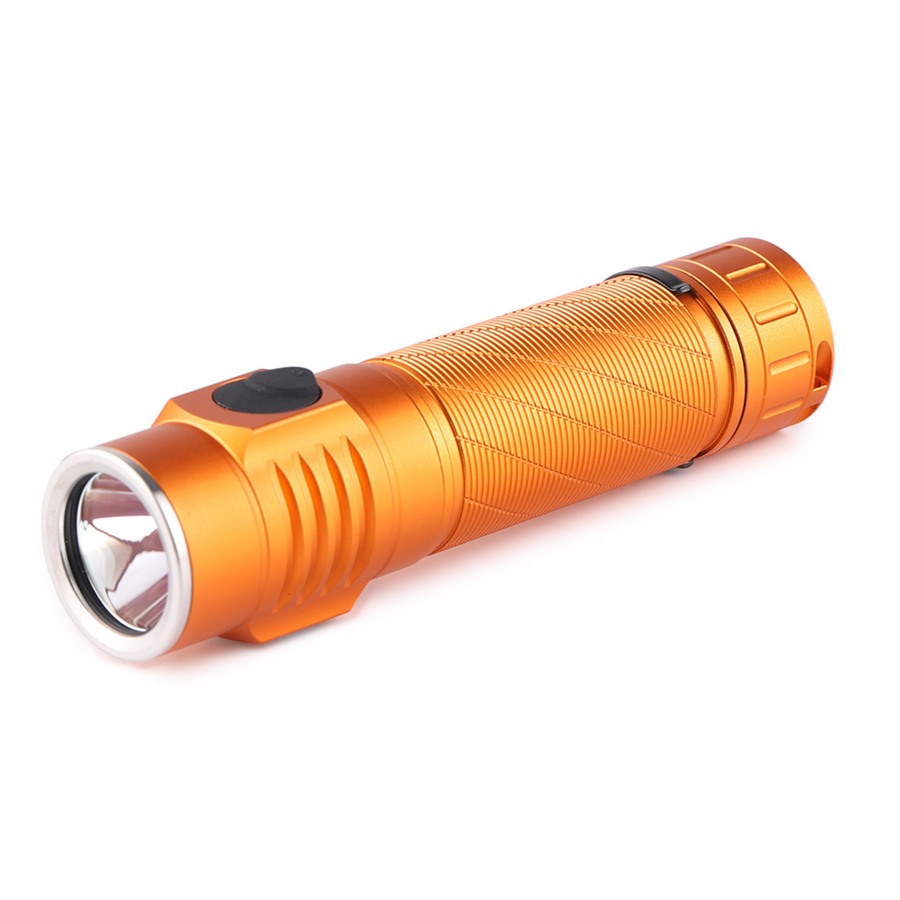Orange flashlight on a white background