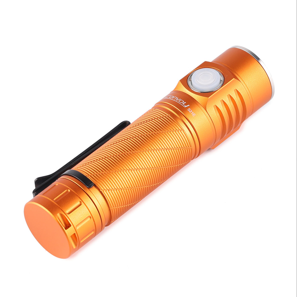 Orange flashlight on a white background