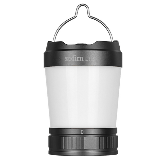 Black and white lantern with 'Sofirn' branding on a white background
