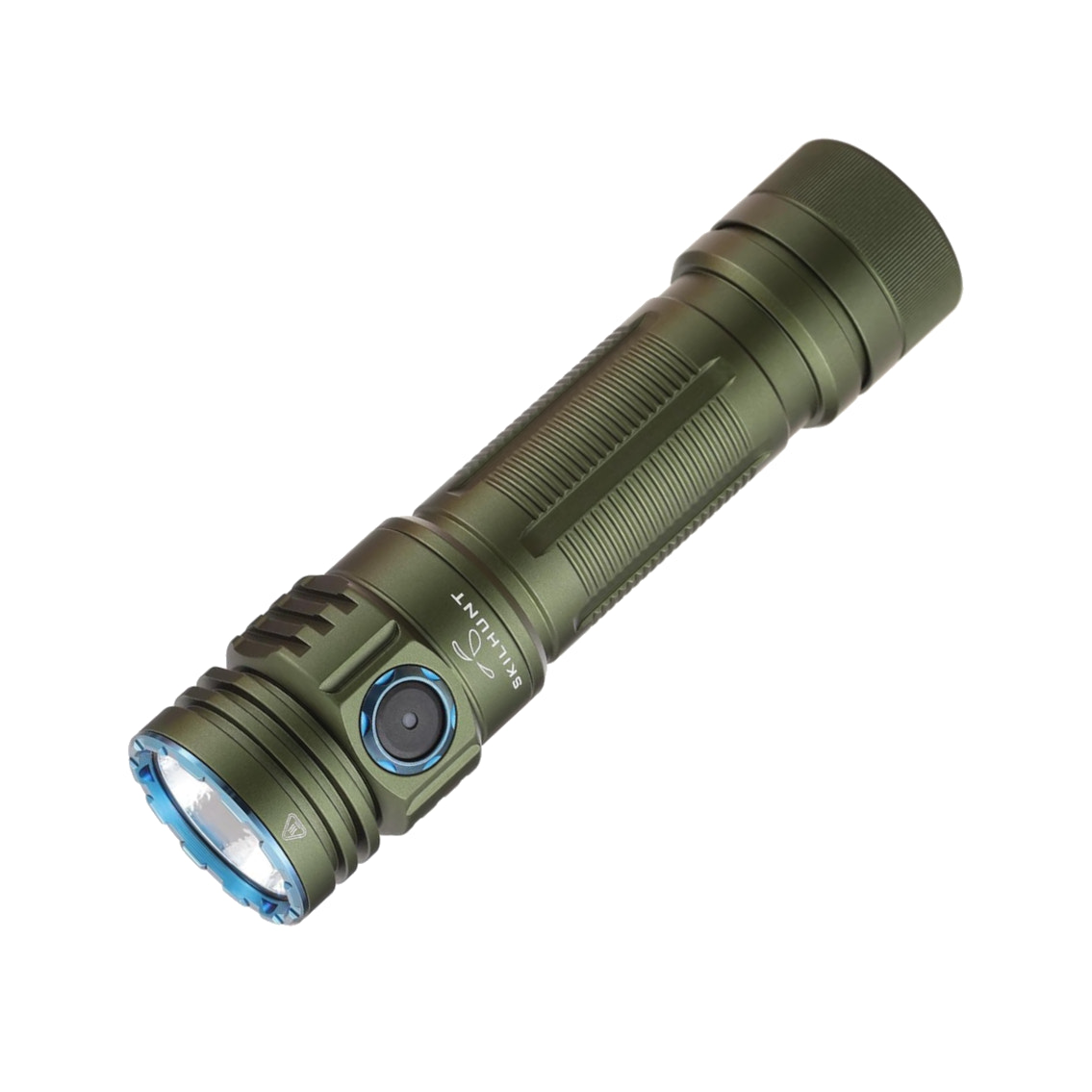 Green flashlight on a white background