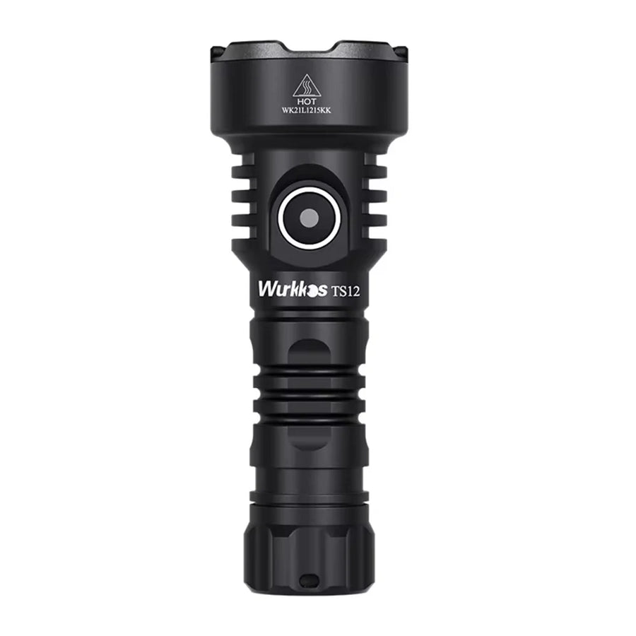 Black flashlight with 'Wurkkos' branding on a white background