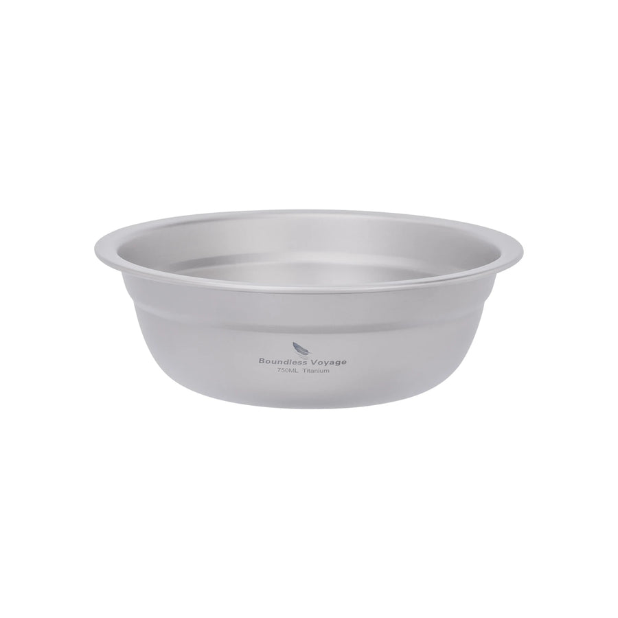 Gray bowl with 'Boundless Voyage' branding on a white background
