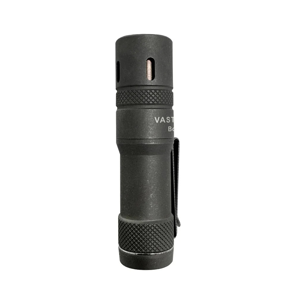 Black flashlight with 'VASTLITE' branding on a white background