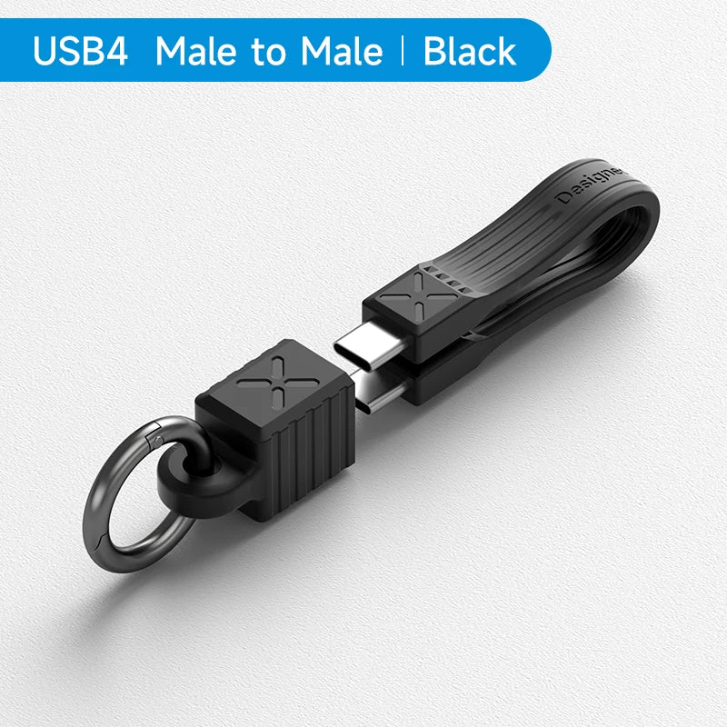 Black USB4 male to male adapter on a white background with 'dasigee' branding.