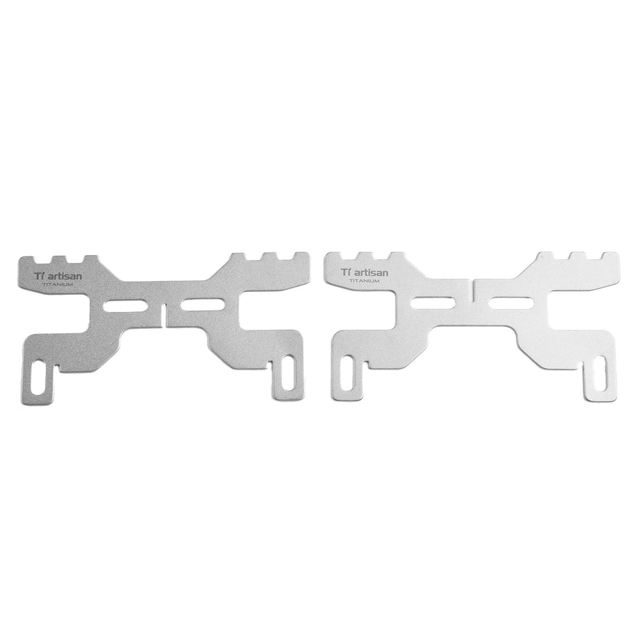 Two metallic brackets with 'TT artisan' branding on a white background