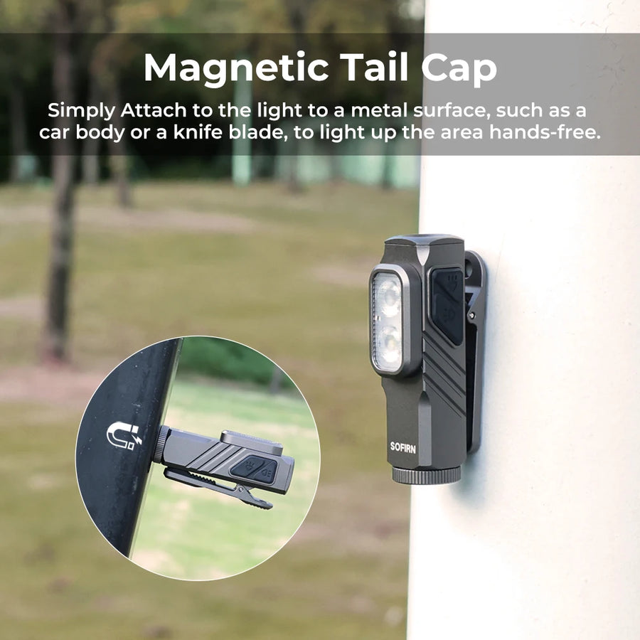 Magnetic tail light cap attached to a car body with outdoor background