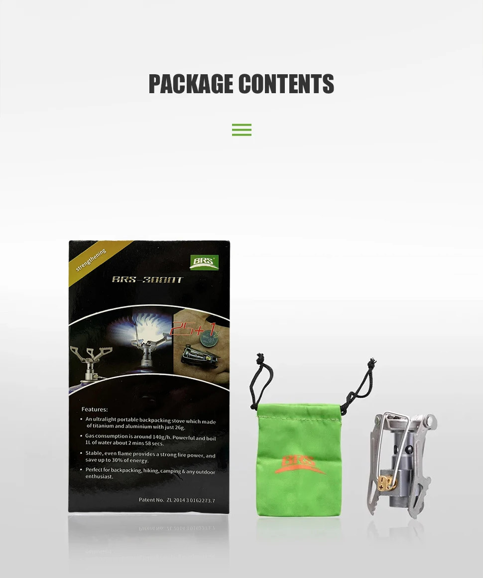 Package contents display with a black box, green pouch, and silver device on a white background.