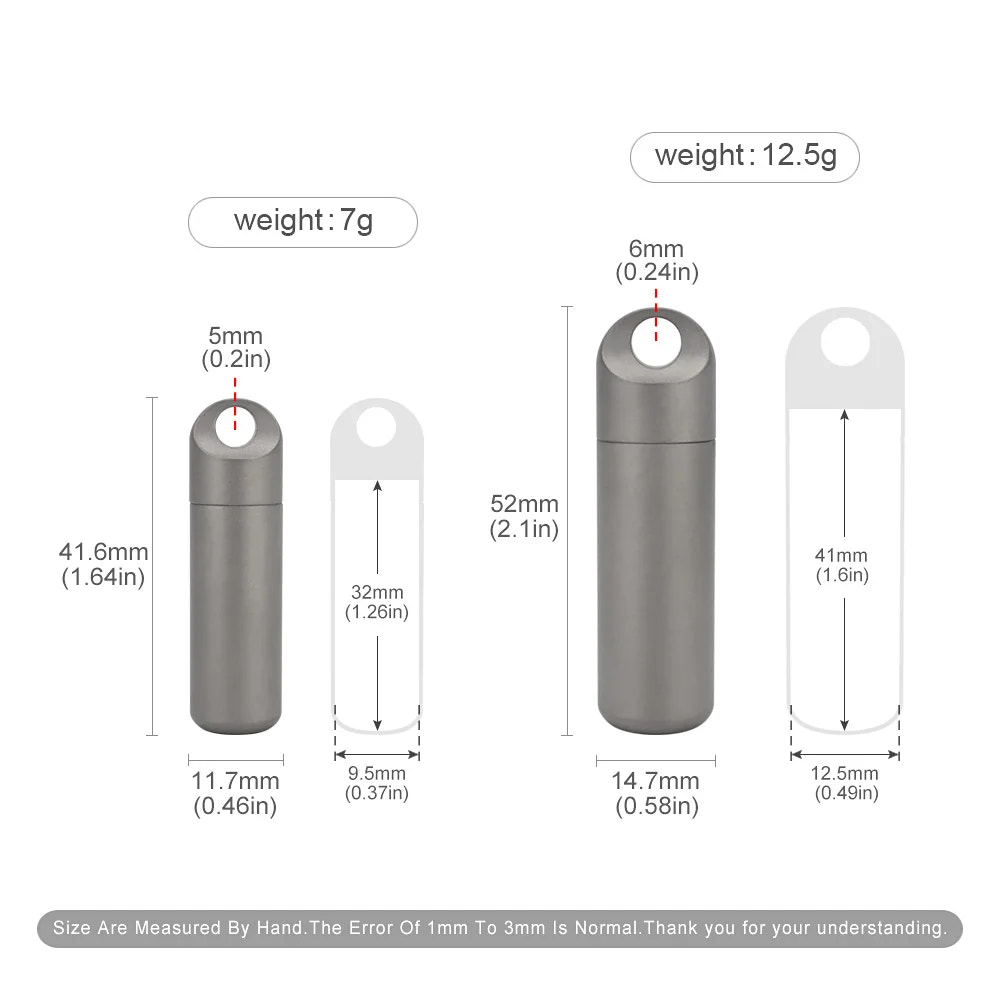 Measurement chart of a small cylindrical container with dimensions and weight information.