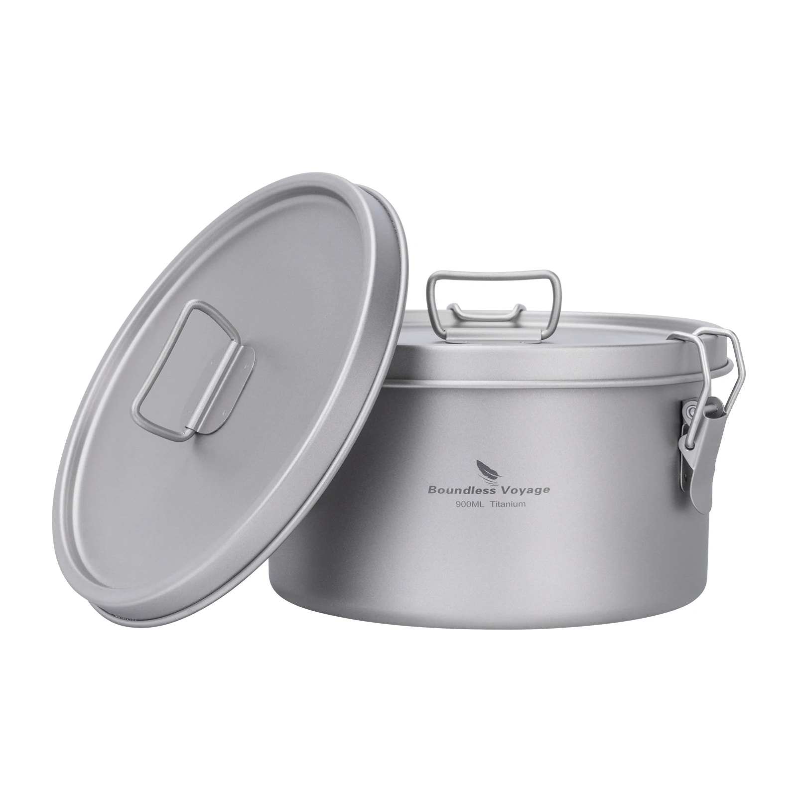 Camping pot with lid on a white background