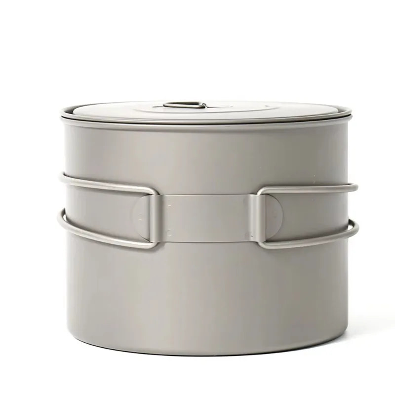 Gray metal food container with a lid on a white background